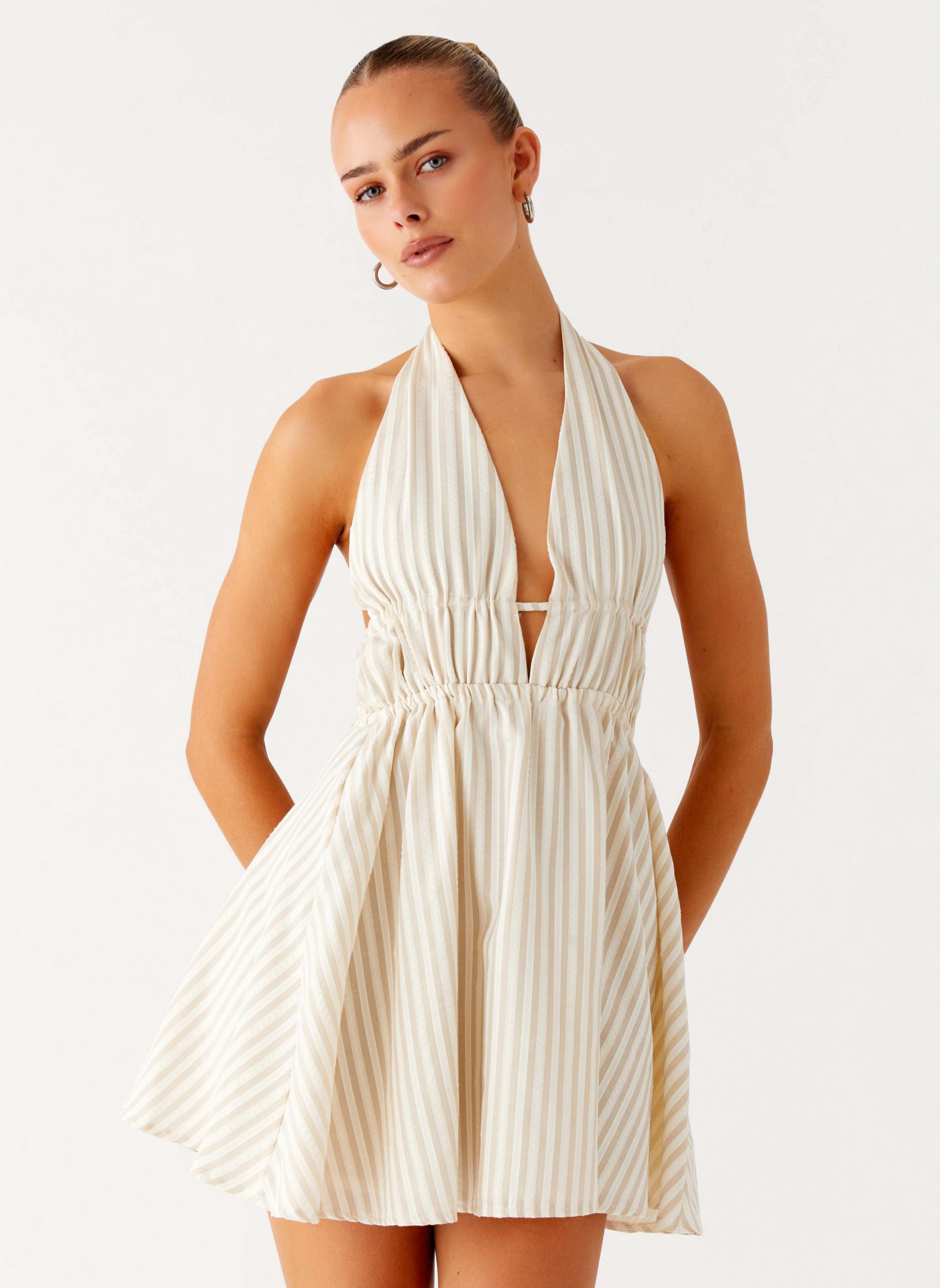 FigaroHalterMiniDressTaupeStripe4Peppermayo