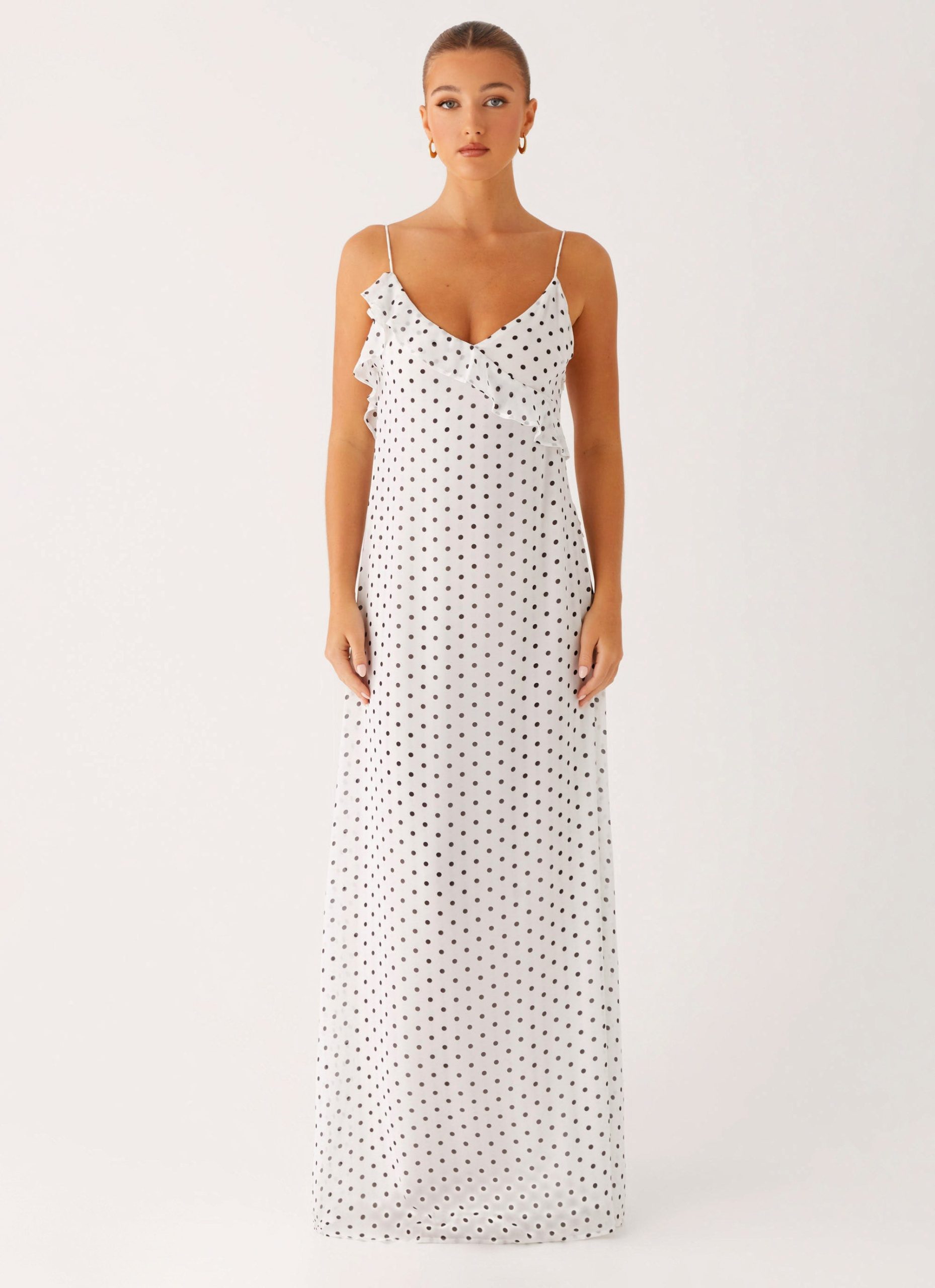 HarriMaxiDressWhitePolkaDot1Peppermayo