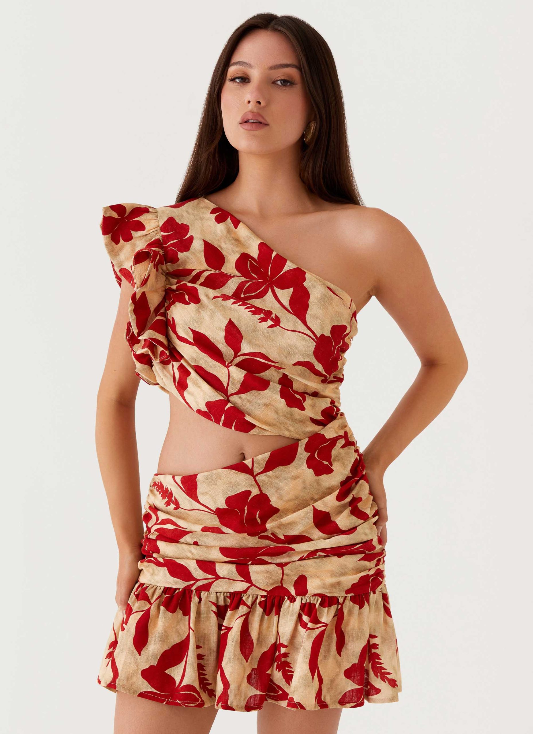 Maisie_Linen_Mini_Dress_Red_Green_Floral_4_Peppermayojpg