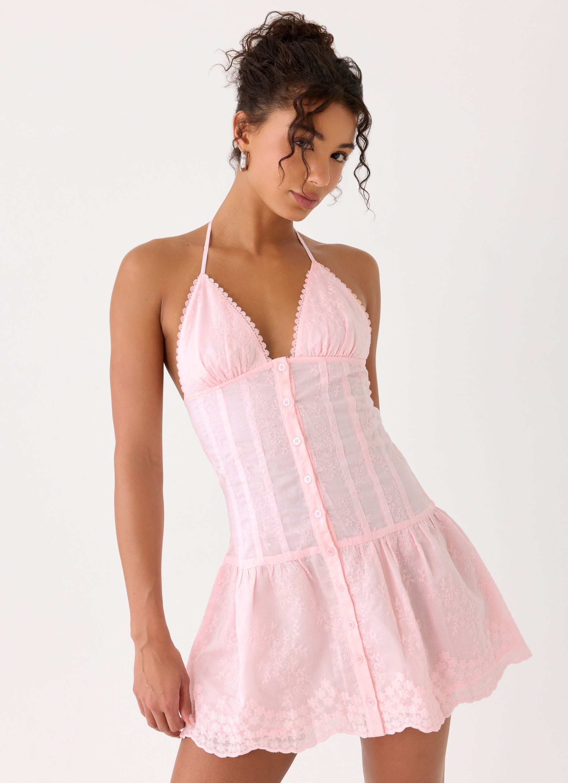 NonStopHalterMiniDressPink4